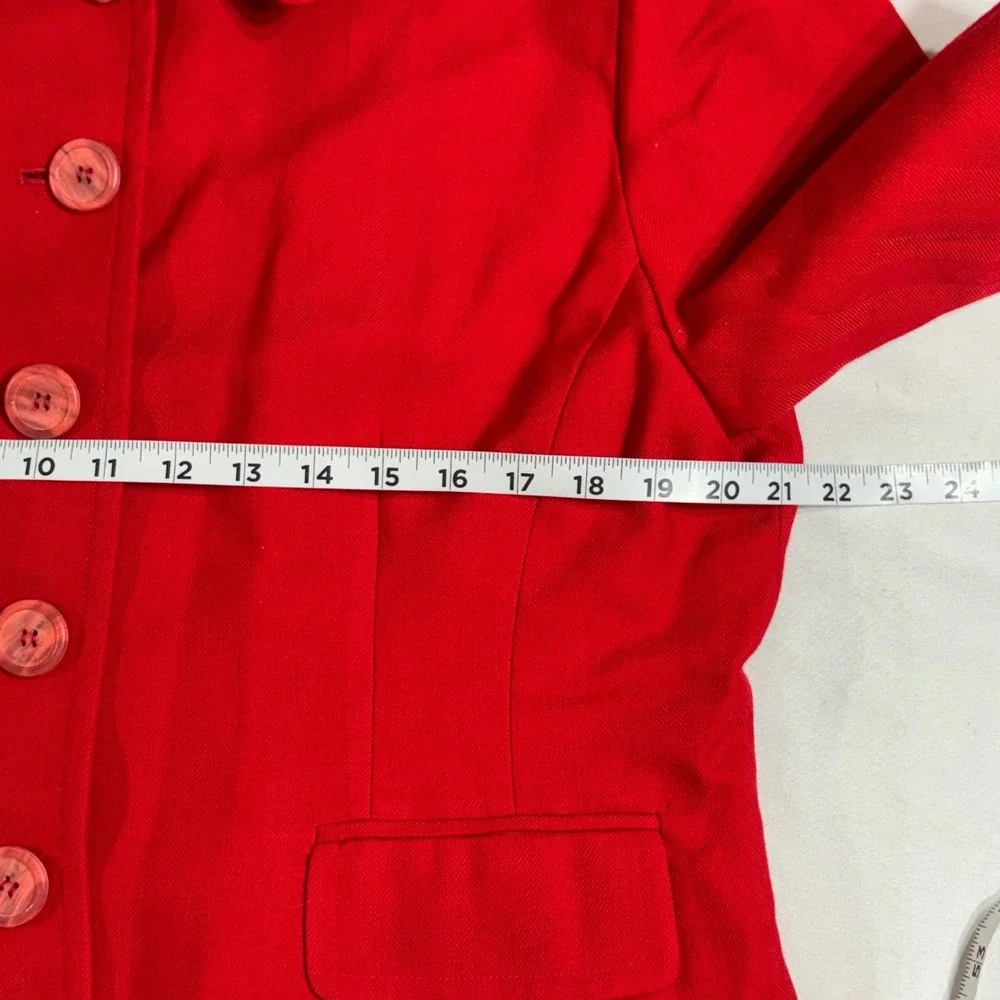 Christian Dior Blazer Womens Red Worsted Wool Herringbone Vintage Button Up USA